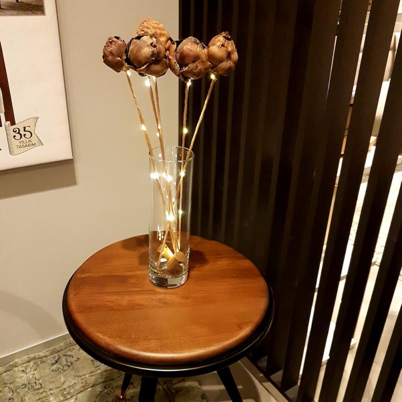 Led Işıklı, Palm Fruit Kuru Çiçek, 3 lü Demet