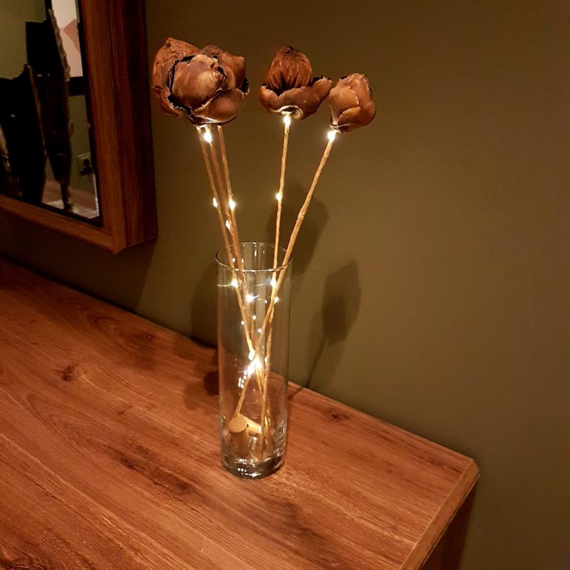 Led Işıklı, Palm Fruit Kuru Çiçek, 2 adet 3 lü Demet