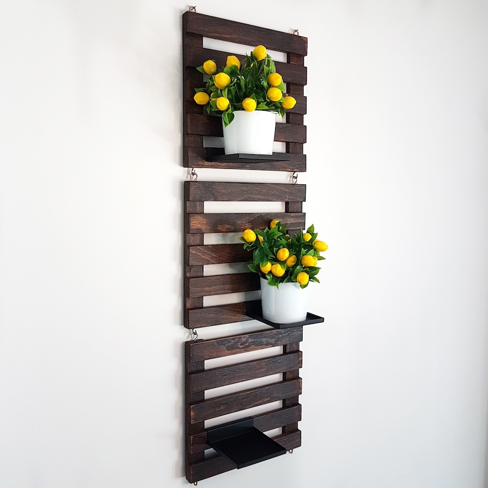 Duvar Çiçek Rafı, 3 Parçalı