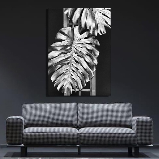 MONSTERA%20SILVER%20-%20Sim%20İşlemeli%20Kanvas%20Tablo