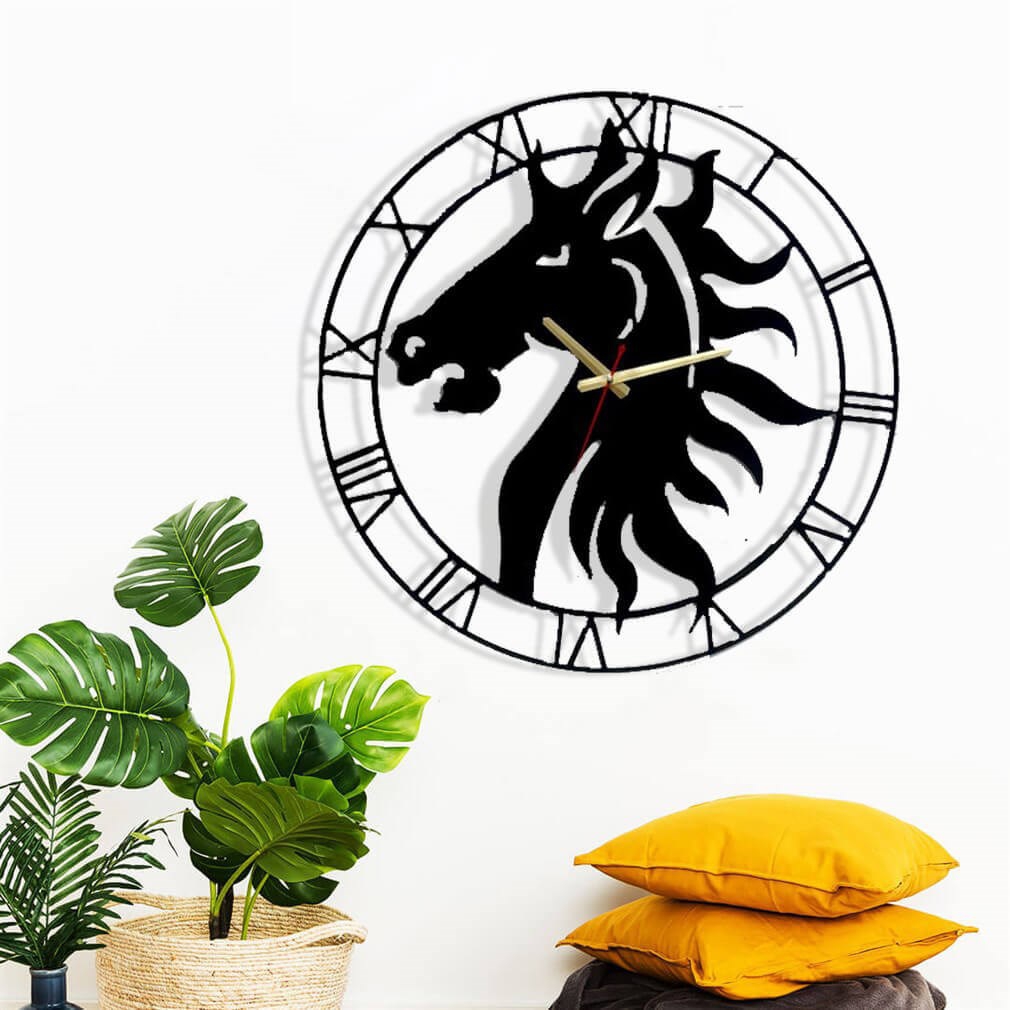 Horse%20Atlı%20Metal%20Duvar%20Saati