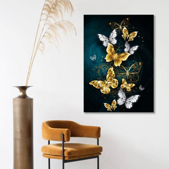 GOLDEN BUTTERFLY - Sim İşlemeli Kanvas Tablo