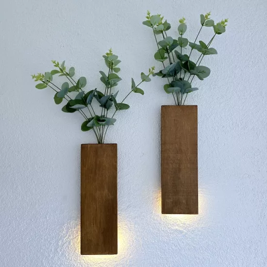  Okaliptus Çiçekli, Led Işıklı Duvar Dekoru