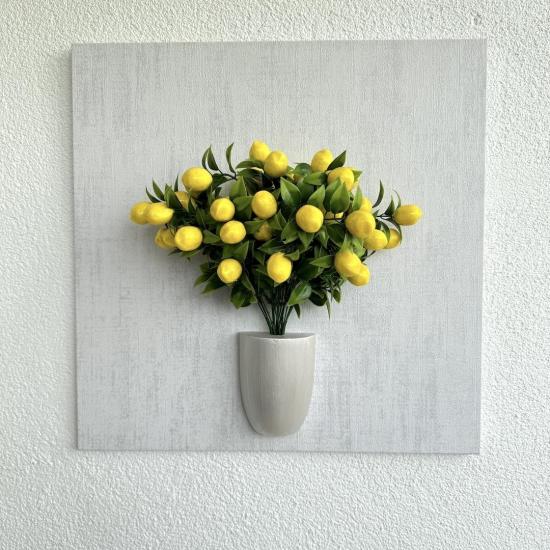 Kabartma Dokulu, Limon Çiçekli 3D Tablo