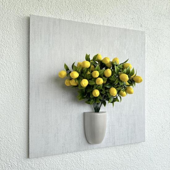 Kabartma Dokulu, Limon Çiçekli 3D Tablo