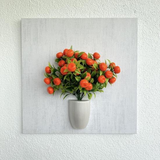 Kabartma Dokulu, Mandalina Çiçekli 3D Tablo