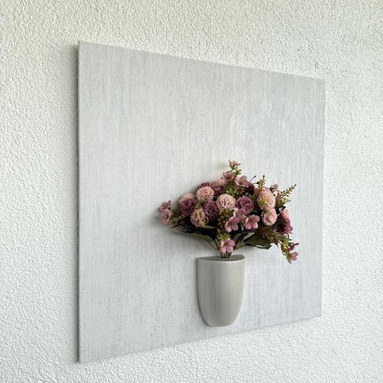 Kabartma Dokulu, Pembe  Karanfil Çiçekli 3D Tablo