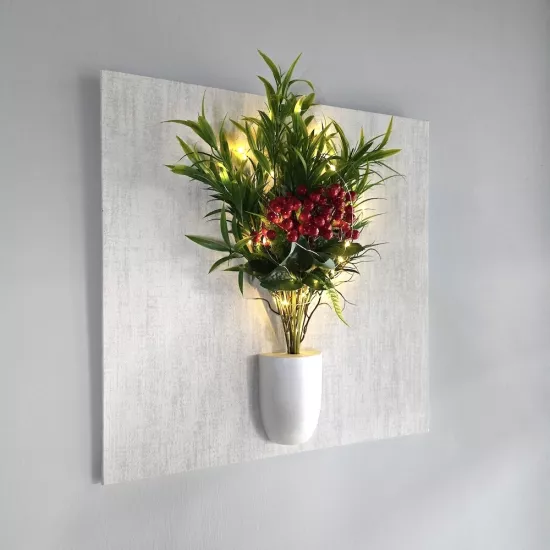 Led Işıklı ve Yılbaşı Kokina Çiçekli Tablo