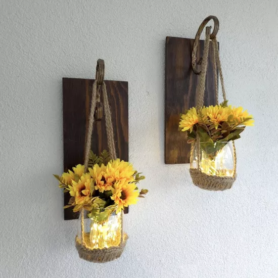 Duvar Dekoru Led Işıklı Sarı Papatya Çiçekli Aplik