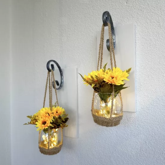 Duvar Dekoru Led Işıklı Sarı Papatya Çiçekli Aplik