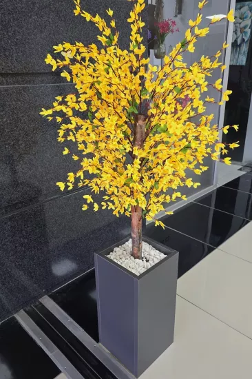 Sarı Sakura Çiçekli Dekoratif Saksı, 140cm