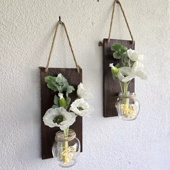 Led Işıklı, Beyaz Gelincik Çiçekli Duvar Dekoru