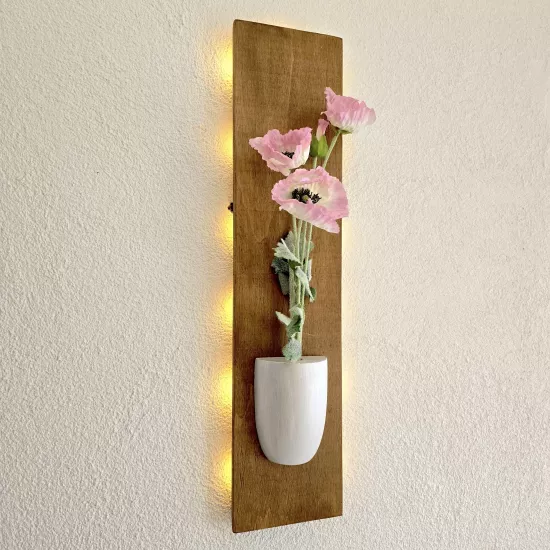 Led Işıklı, Pembe Gelincik Çiçekli Duvar Dekoru