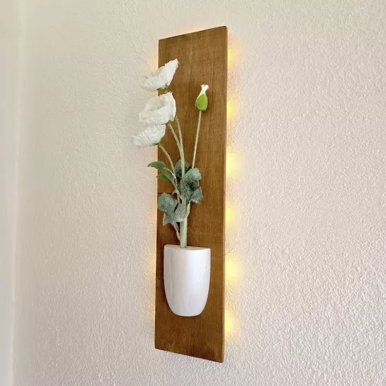 Led Işıklı, Beyaz Gelincik Çiçekli Duvar Dekoru