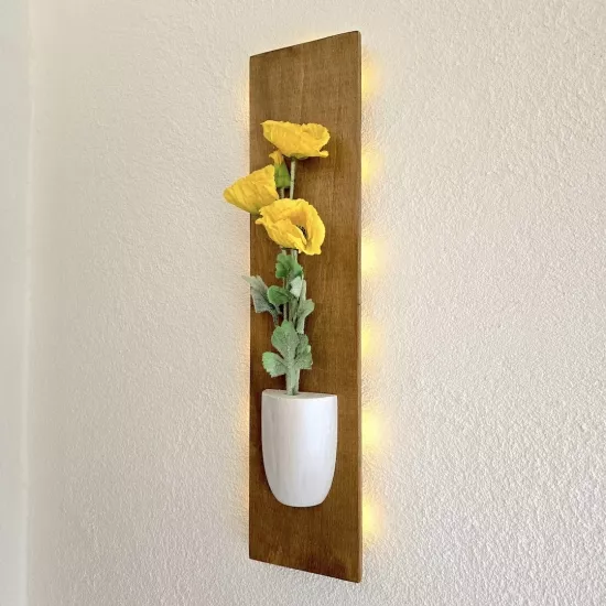 Led Işıklı, Sarı Gelincik Çiçekli Duvar Dekoru