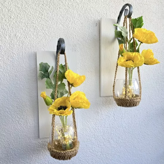 Led Işıklı, Sarı Gelincik Çiçekli Aplik