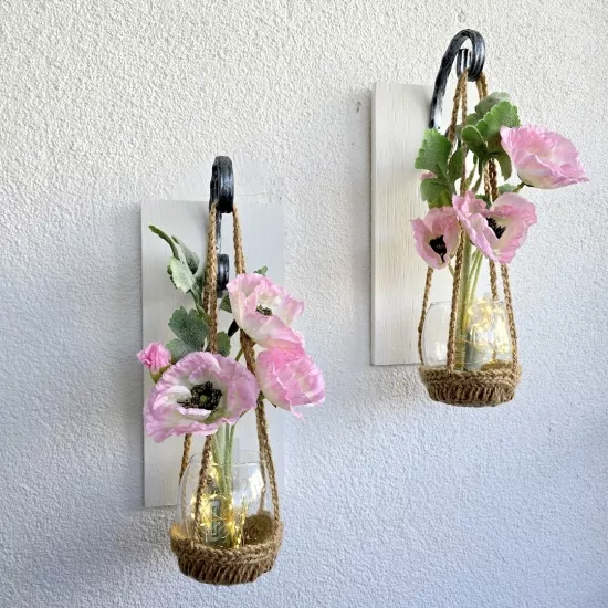 Led Işıklı, Pembe Gelincik Çiçekli Aplik