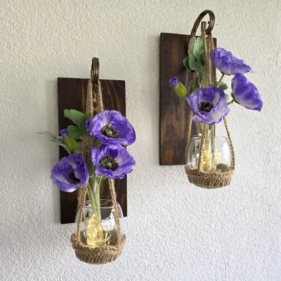 Led Işıklı, Lila Gelincik Çiçekli Aplik