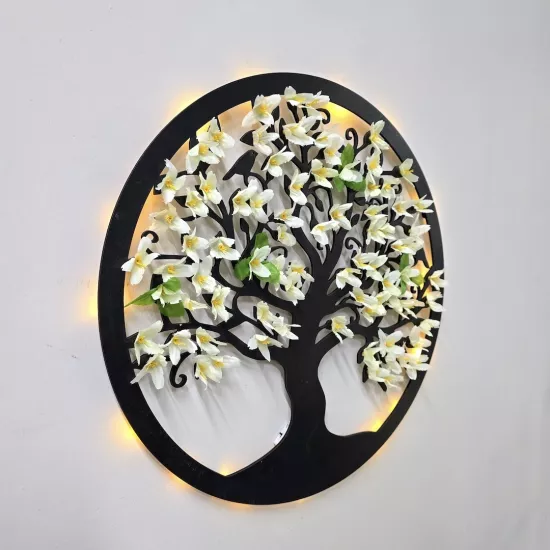 Led Işıklı ve Beyaz Sakura Hayat Ağacı Tablo 40cm