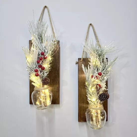 Yılbaşı Çam ve Kokina Çiçekli Duvar Dekoru