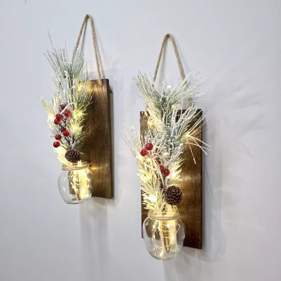 Yılbaşı Çam ve Kokina Çiçekli Duvar Dekoru