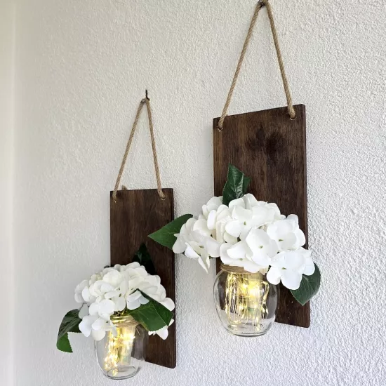 Beyaz Islak Ortanca Çiçekli Duvar Dekoru