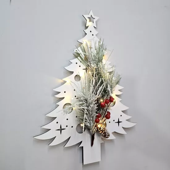 Yılbaşı Çam ve Kokinalı, Led Işıklı Duvar Dekoru