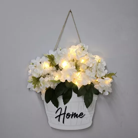 Led Işıklı ve Yasemin Çiçekli Kapı ve Duvar Dekoru