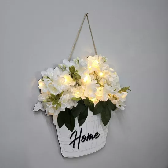 Led Işıklı ve Yasemin Çiçekli Kapı ve Duvar Dekoru