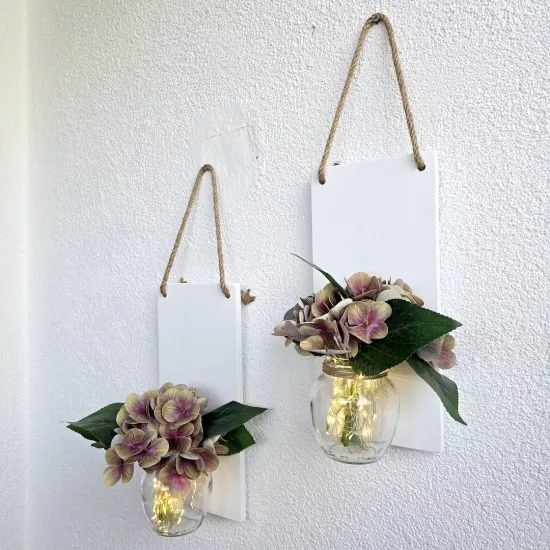 Led Işıklı, Yeşil Islak Ortancalı Duvar Dekoru