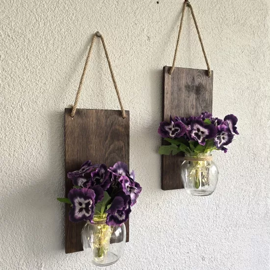 Led Işıklı, Mor Menekşe Çiçekli Duvar Dekoru