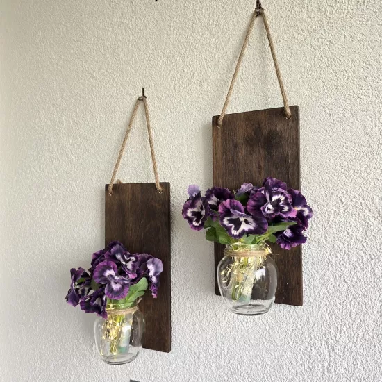 Led Işıklı, Mor Menekşe Çiçekli Duvar Dekoru