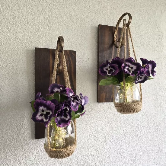 Duvar Dekoru, Led Işıklı, Mor Menekşe Çiçekli