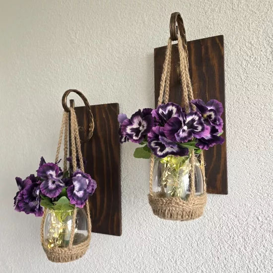 Duvar Dekoru, Led Işıklı, Mor Menekşe Çiçekli