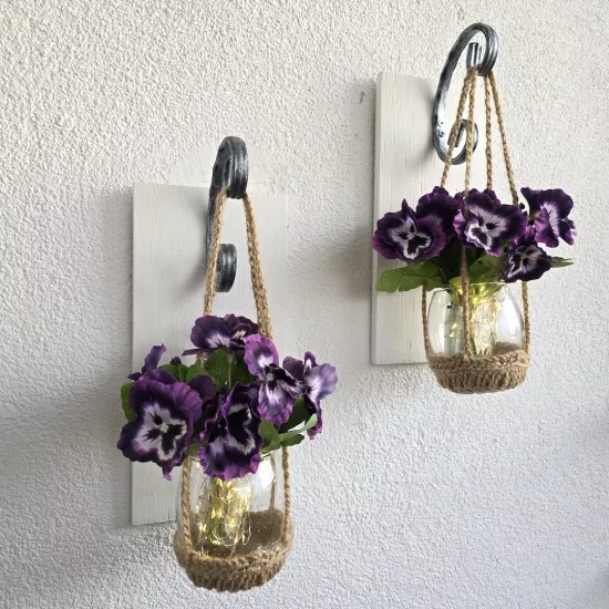 Duvar Dekoru, Led Işıklı, Mor Menekşe Çiçekli