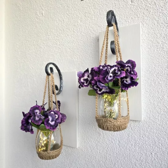 Duvar Dekoru, Led Işıklı, Mor Menekşe Çiçekli