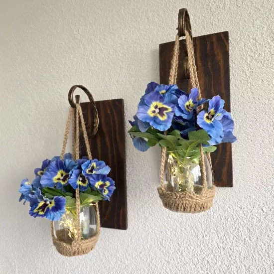 Duvar Dekoru, Led Işıklı, Mavi Menekşe Çiçekli