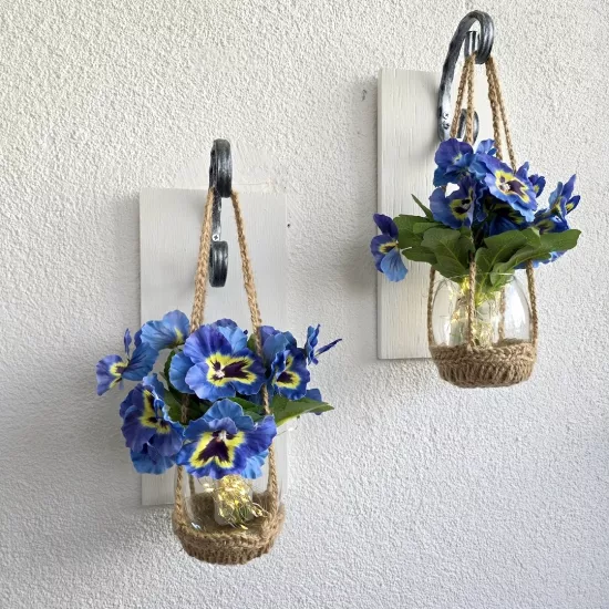 Duvar Dekoru, Led Işıklı, Mavi Menekşe Çiçekli