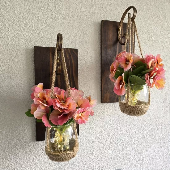 Duvar Dekoru, Led Işıklı, Pembe Menekşe Çiçekli