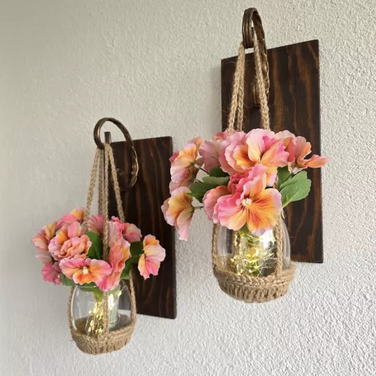 Duvar Dekoru, Led Işıklı, Pembe Menekşe Çiçekli