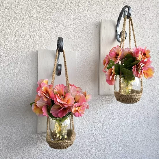 Duvar Dekoru, Led Işıklı, Pembe Menekşe Çiçekli