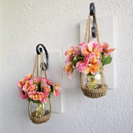 Duvar Dekoru, Led Işıklı, Pembe Menekşe Çiçekli