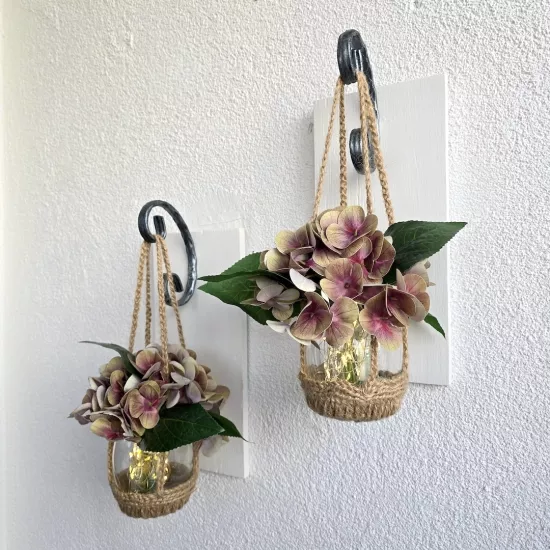 Duvar Dekoru, Led Işıklı, Yeşil Ortanca Çiçekli