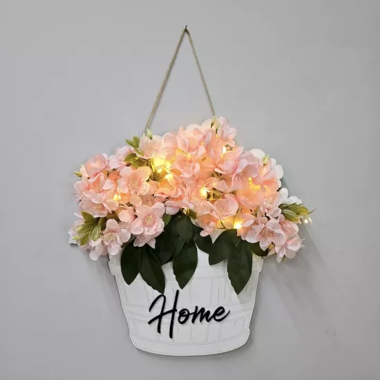 Led Işıklı ve Yasemin Çiçekli Kapı ve Duvar Dekoru