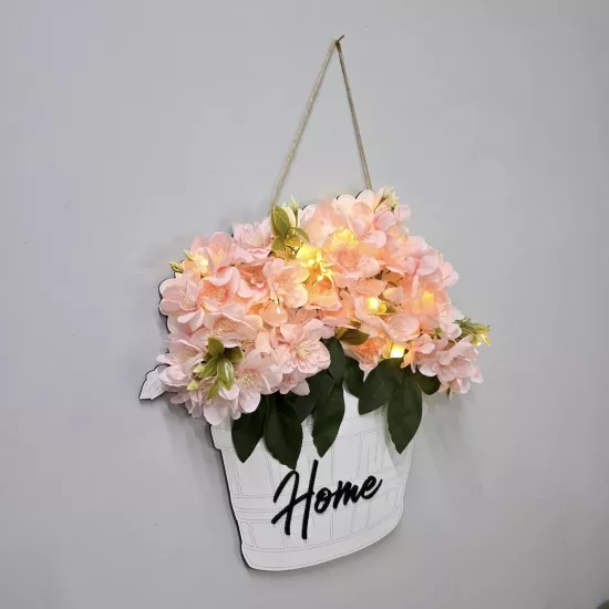 Led Işıklı ve Yasemin Çiçekli Kapı ve Duvar Dekoru