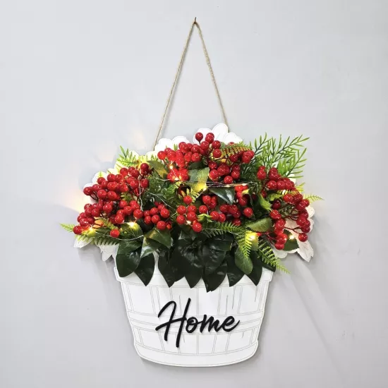 Led Işıklı ve Kokina Çiçekli Kapı ve Duvar Dekoru