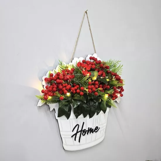 Led Işıklı ve Kokina Çiçekli Kapı ve Duvar Dekoru