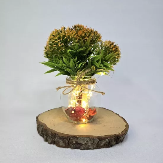 Karahindiba Çiçekli, Led Işıklı Dekoratif Vazo