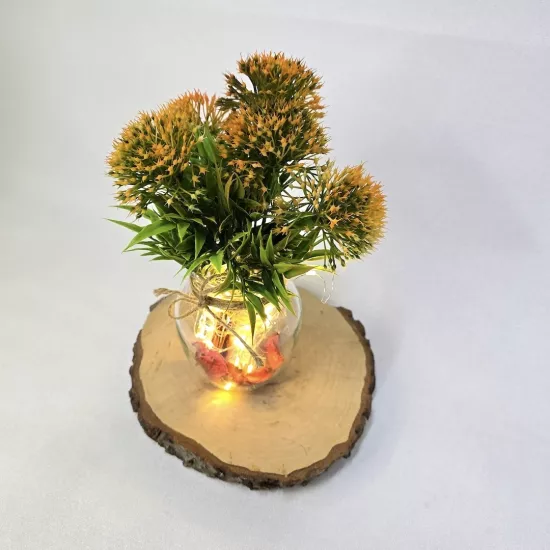 Karahindiba Çiçekli, Led Işıklı Dekoratif Vazo