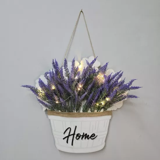 Led Işıklı ve Lavanta Çiçekli Kapı ve Duvar Dekoru